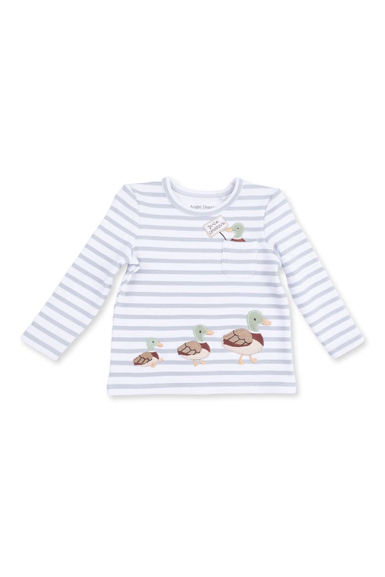 Kids' Mama Mallard Striped Long Sleeve T-Shirt, Main, color, BLUE WHITE