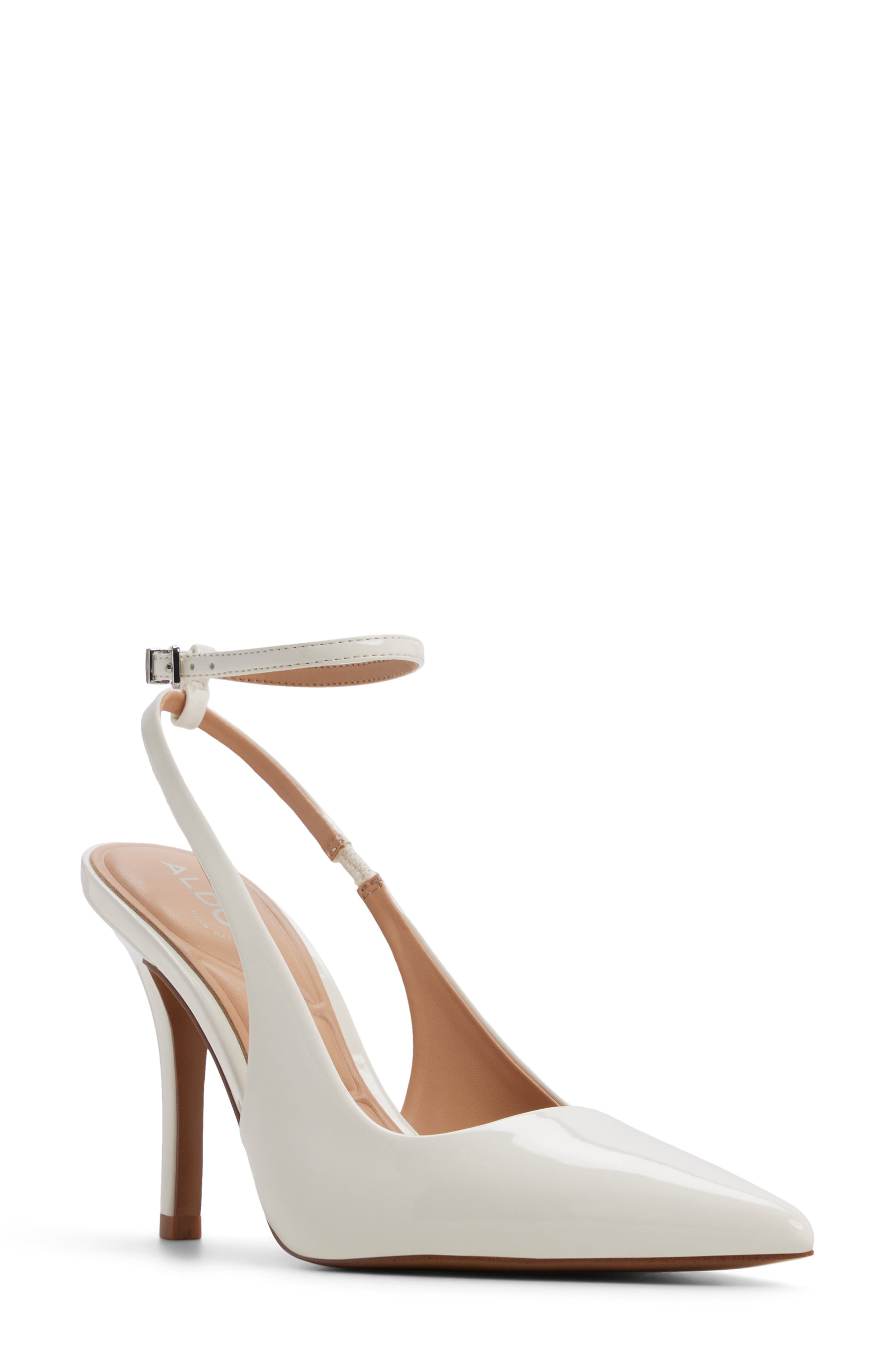 ALDO Nikoletta Pointed Toe Ankle Strap Pump, Main, color, Other White