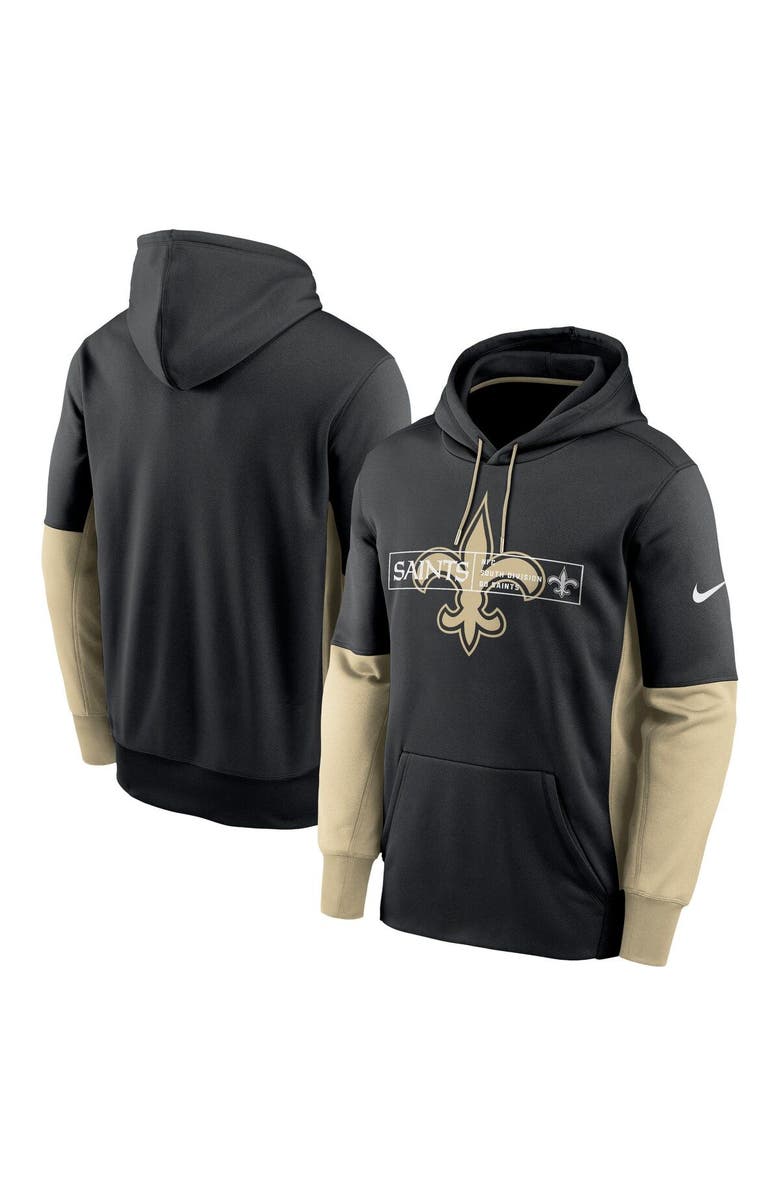 Nike Men's Nike Black New Orleans Saints Color Block Fleece Performance Pullover Hoodie, Main, color,