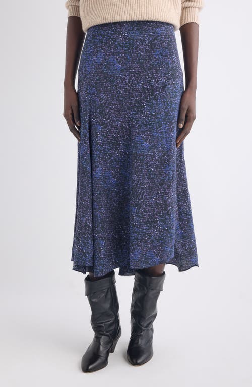 Isabel Marant Hortensia Mosaic Print Stretch Silk Midi Skirt In Blue