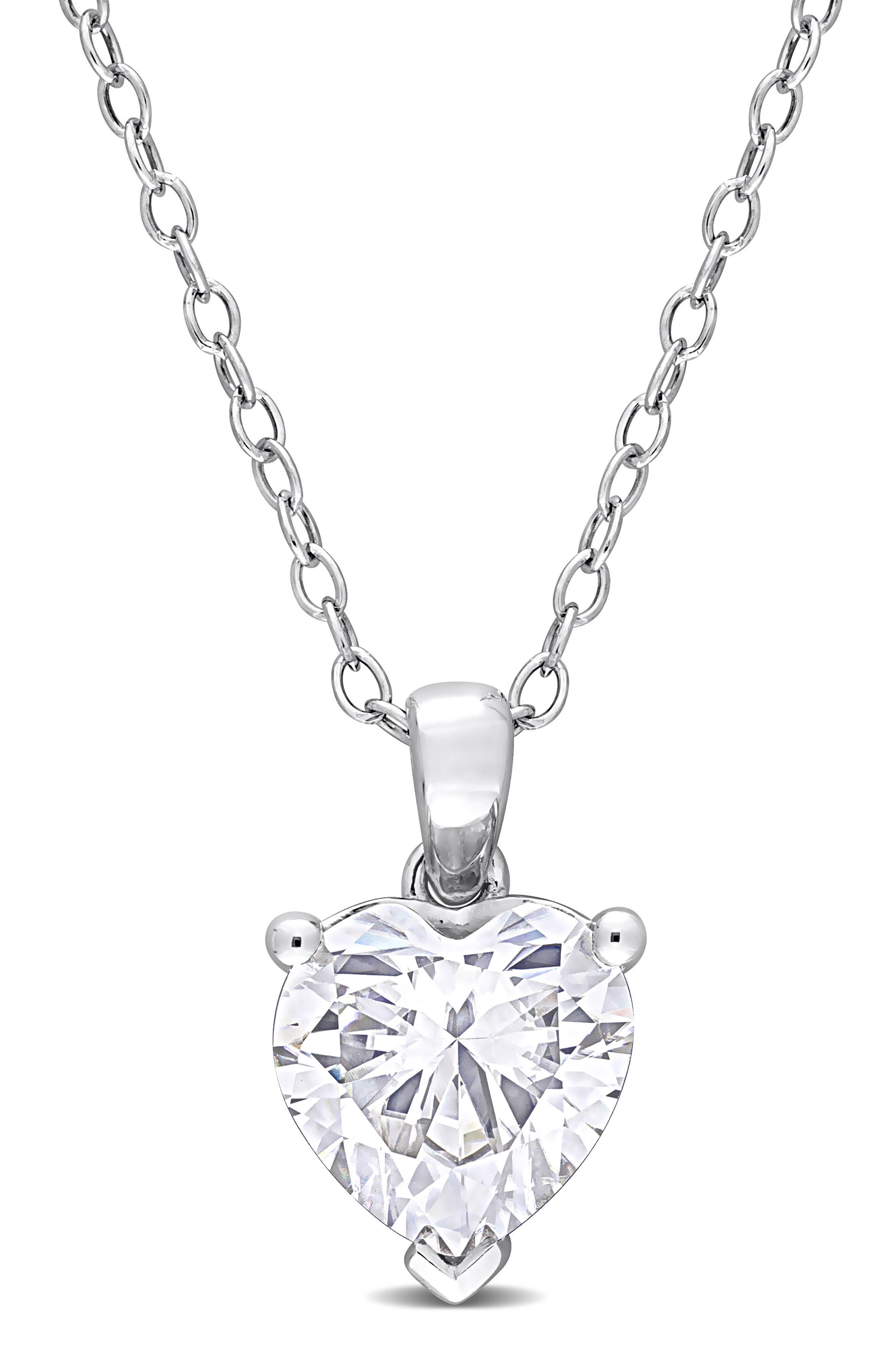DELMAR Lab Grown Moissanite Heart Pendant Necklace (Women) | Nordstromrack