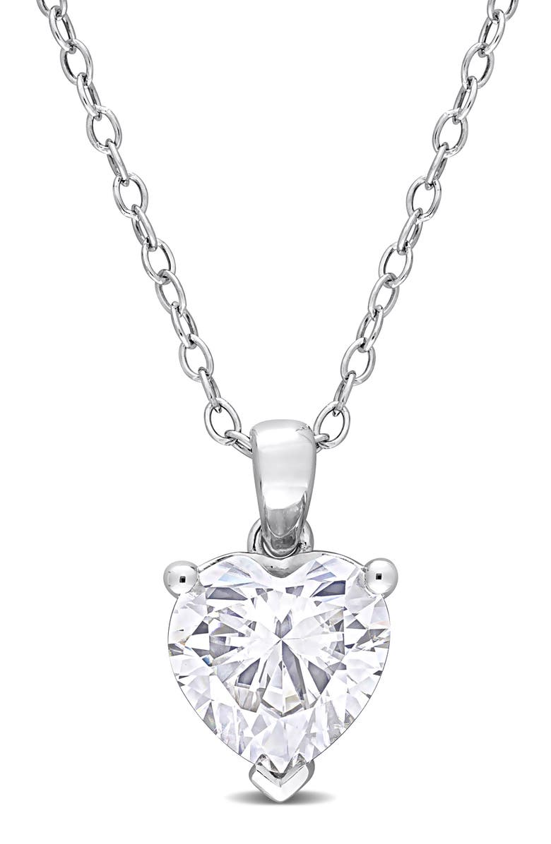 DELMAR Lab Grown Moissanite Heart Pendant Necklace, Main, color, 
