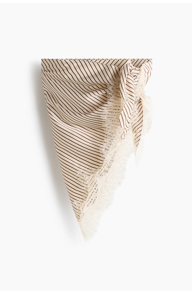H&M Lace-trimmed Triangle Scarf, Main, color, Light Beige/Striped