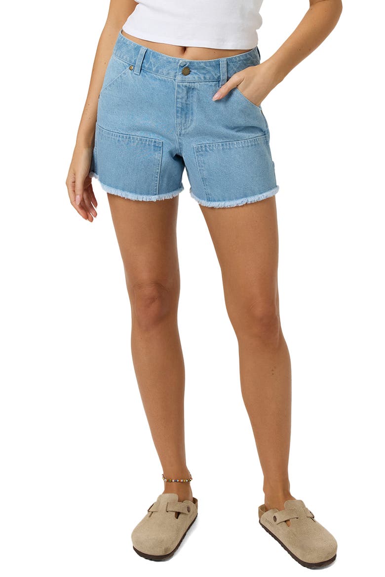 OG Harlyn Fray Denim Shorts, Main, color, INDIGO
