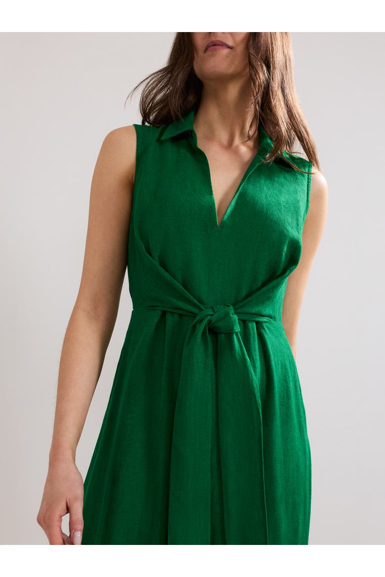 Sculpted Tie-Waist Midi Shirt Dress, Alternate, color, Green