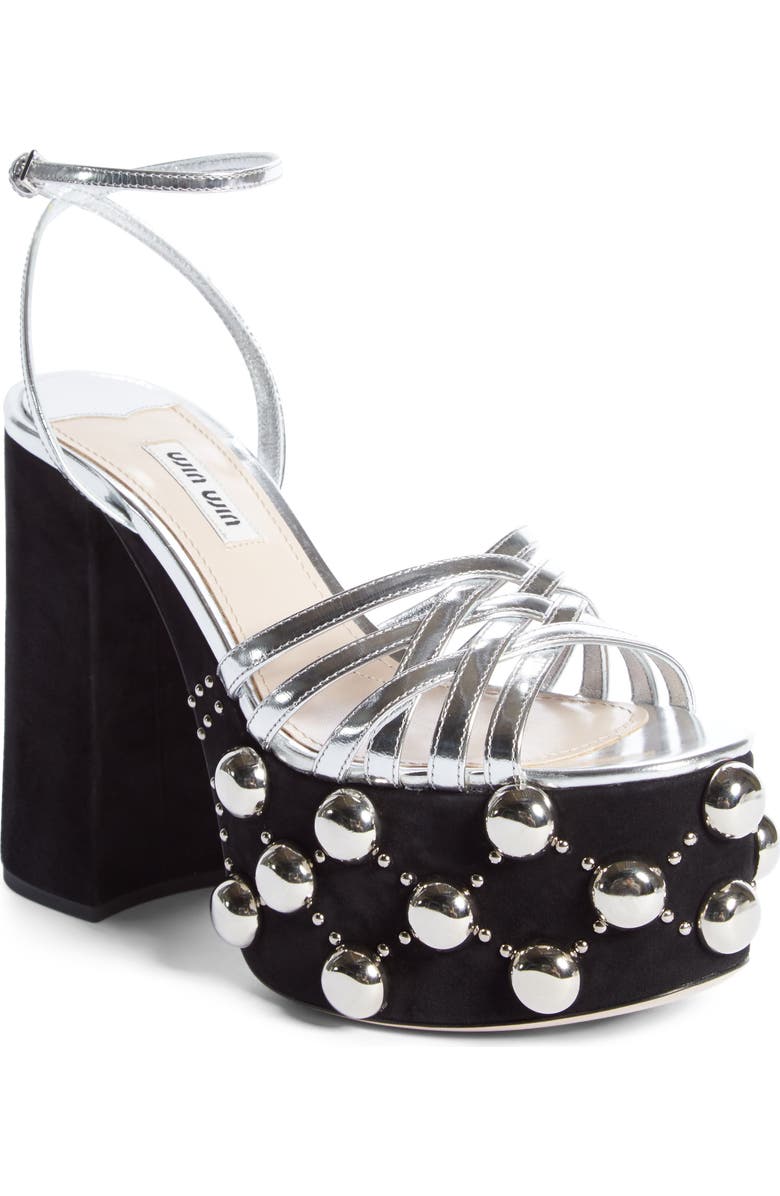 Miu Miu Studded Platform Sandal, Main, color,