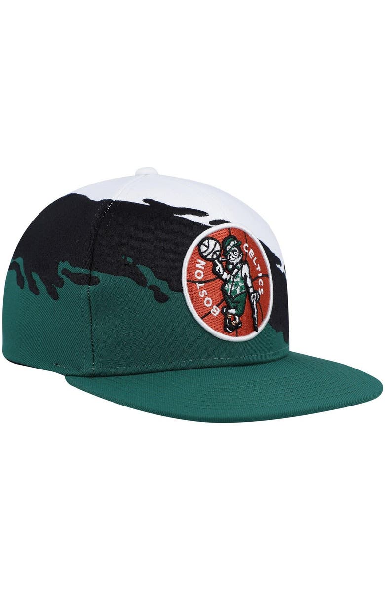 Mitchell & Ness Men's Mitchell & Ness White/Kelly Green Boston Celtics Hardwood Classics Paintbrush Snapback Hat, Alternate, color, 