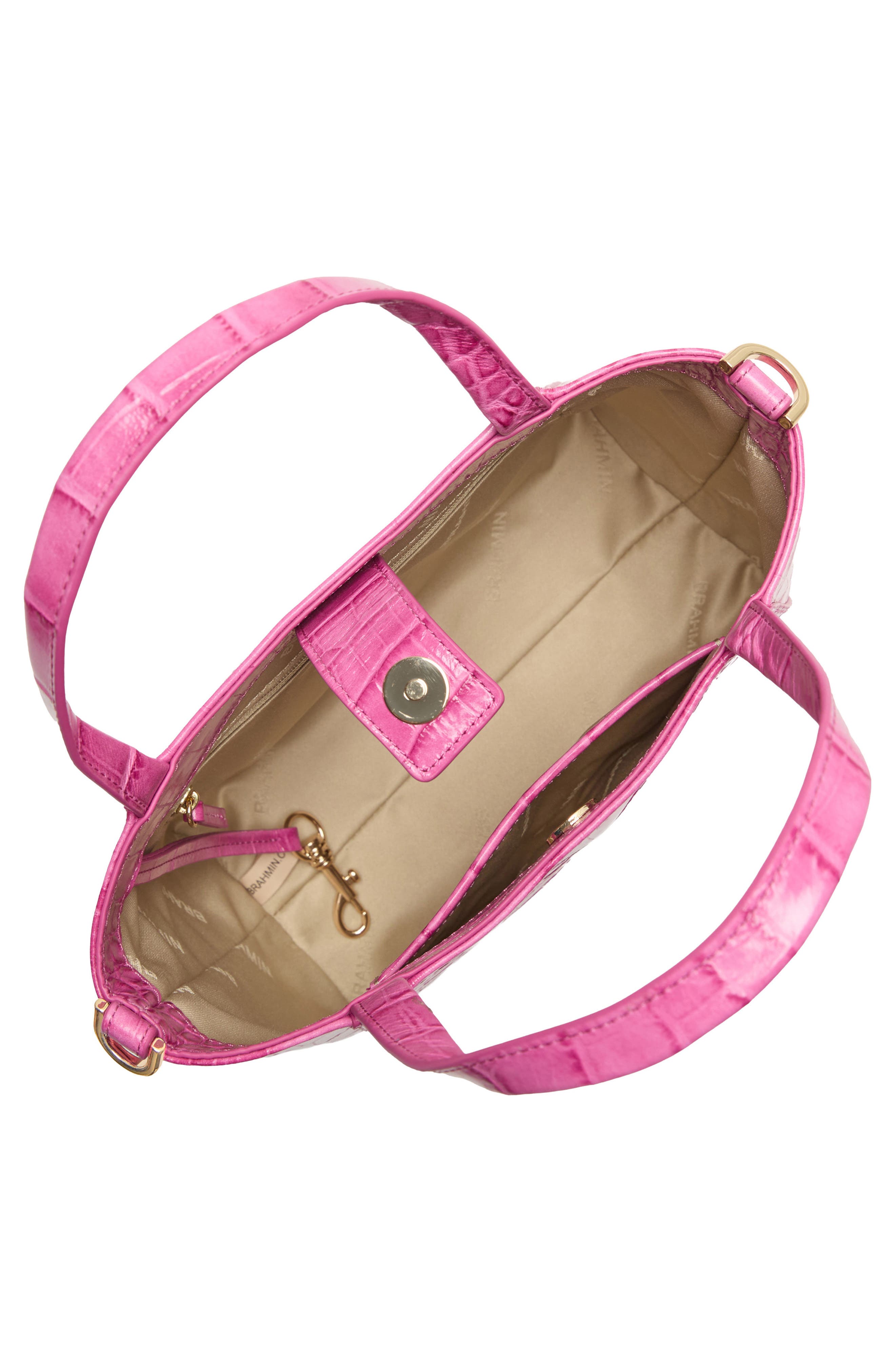 Brahmin Small Mona Croc Embossed Leather Top Handle Bag, Alternate, color, 
