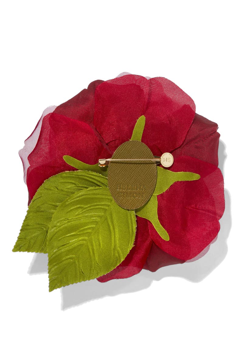 Helena Simon The Large Red Rose Floral Brooch, Alternate, color, Red