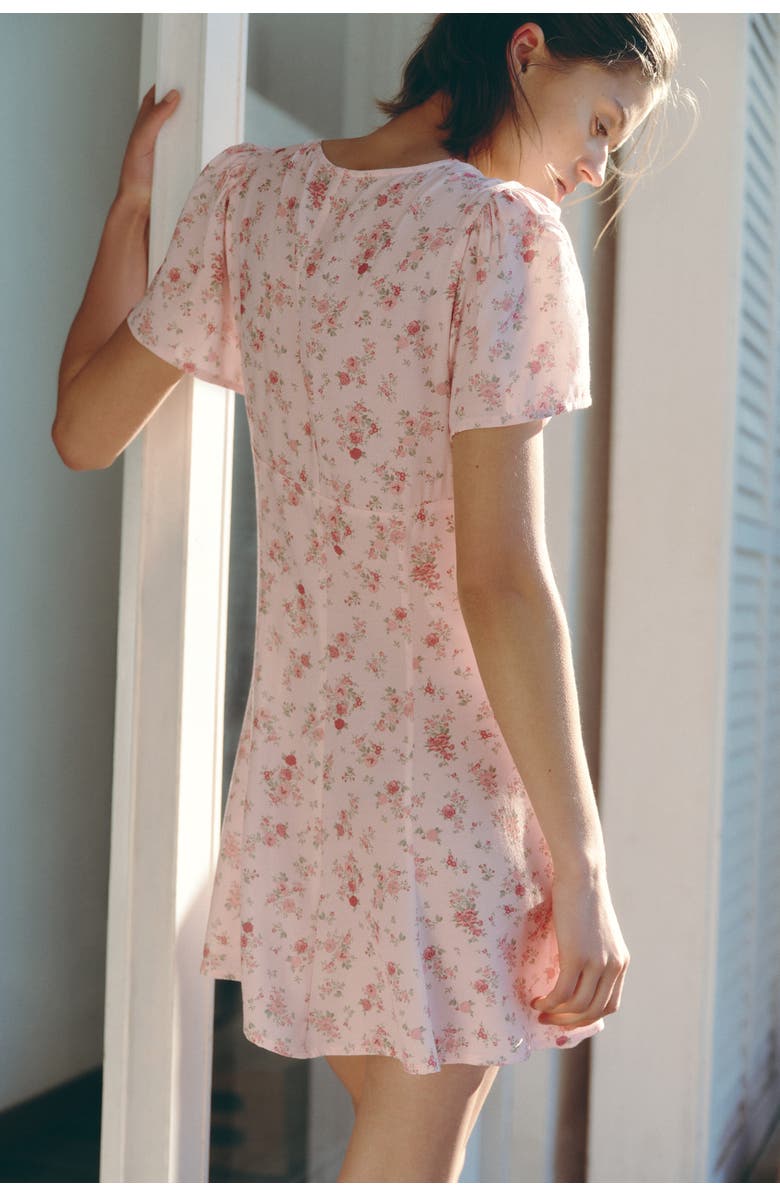 H&M Flared-skirt Viscose Dress, Alternate, color, Light Pink/Floral