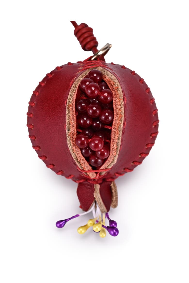 Pom Genuine Leather Botanical Fruit Charm, Alternate, color, Red