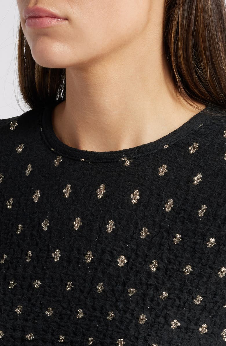 FRAME Metallic Textured Mesh Top, Alternate, color, Black Multi