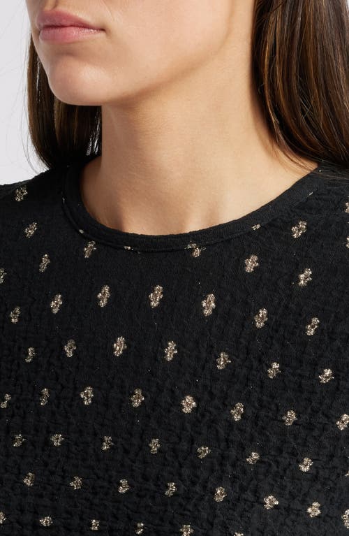 Frame Metallic Textured Mesh Top In Black Multi