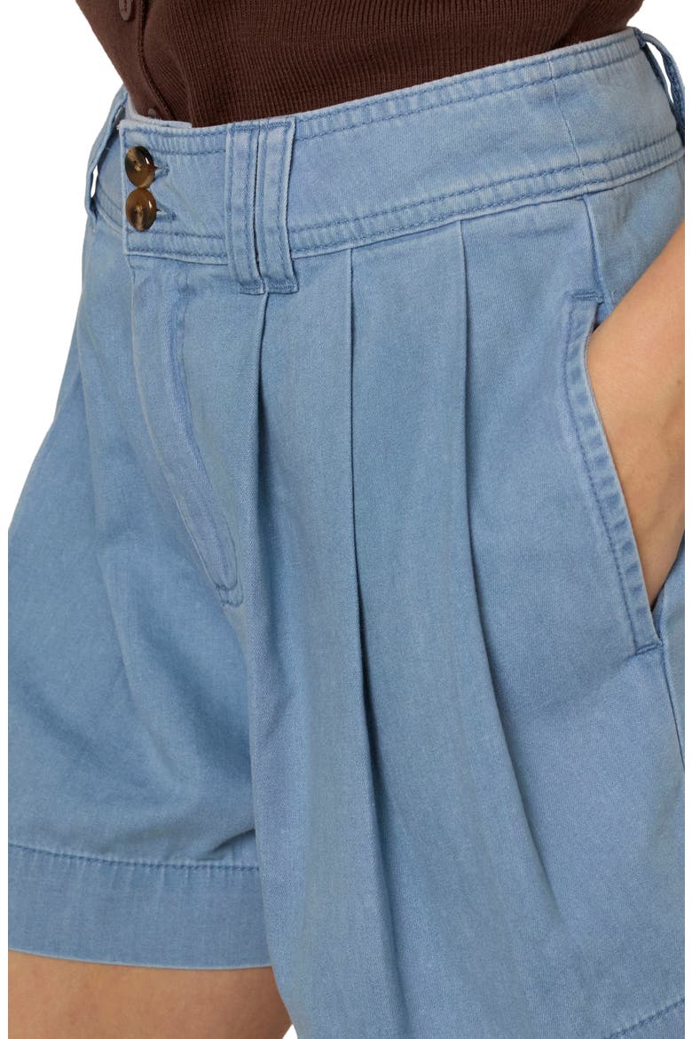 Albie Pleated Denim Shorts, Alternate, color, BLUE