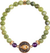 Karma and Luck Defensive Trio Jade Stone Evil Eye Bracelet