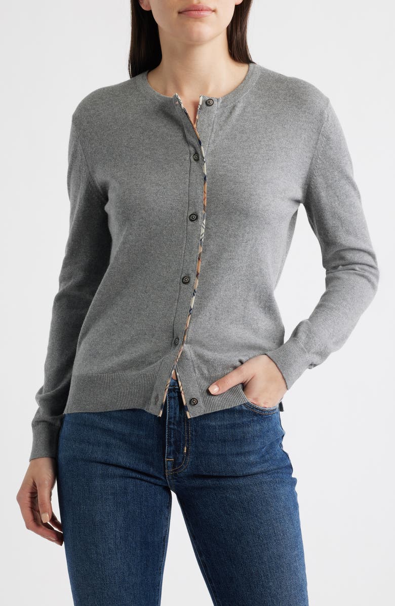 Barbour Bredon Tartan Accent Cotton & Cashmere Cardigan, Main, color,
