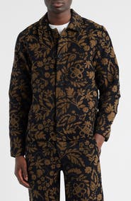 Wax London Iggy Floral Chenille Jacquard Cotton Blend Button-Up Coat