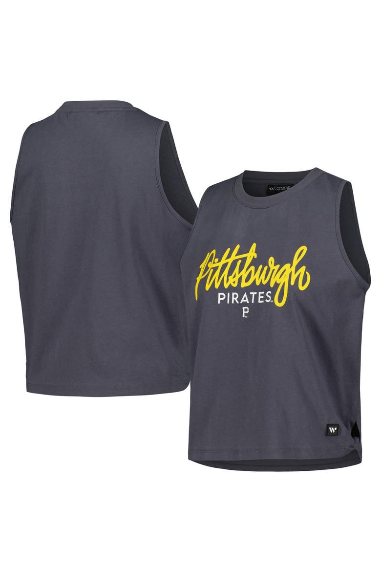 Women's The Wild Collective Charcoal Pittsburgh Pirates Side Knot Tank Top, Main, color, Charcoal