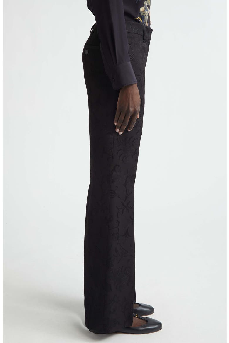Floral Jacquard Bootcut Trousers, Alternate, color, BLACK