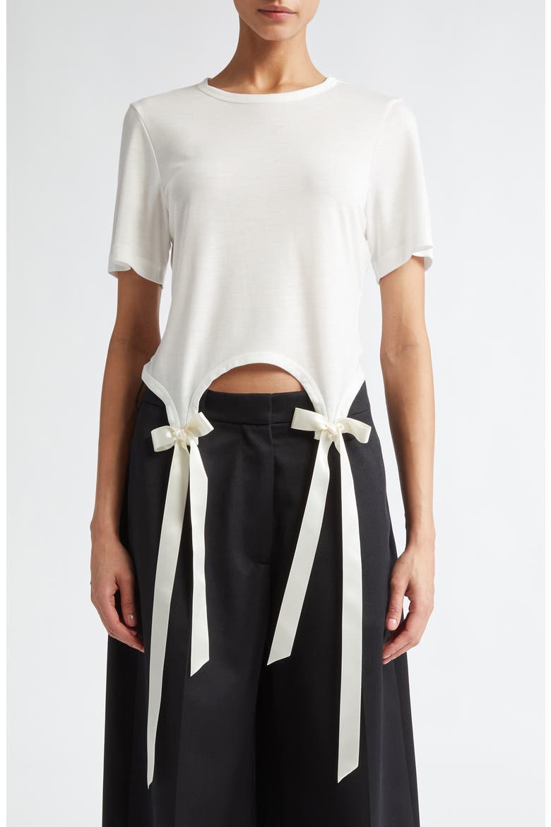 Easy Bow Tails Cotton T-Shirt, Main, color, IVORY