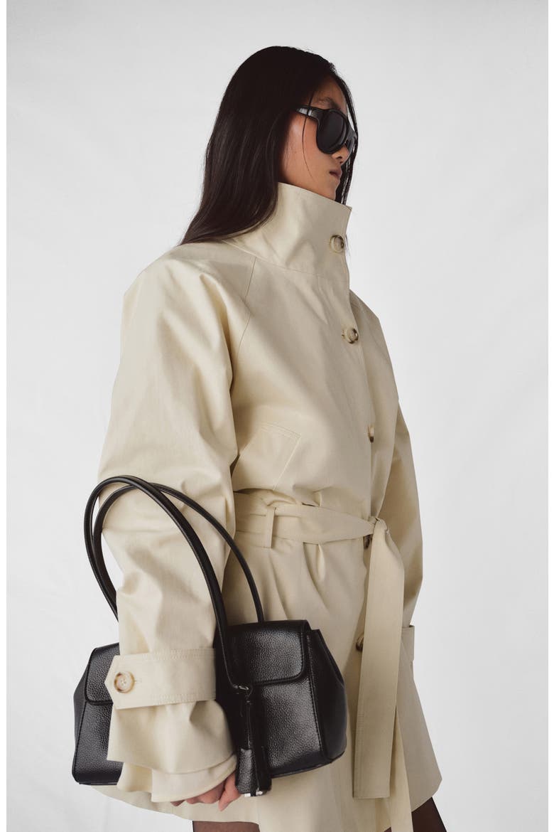 Funnel Neck Belted Trench Coat, Alternate, color, ECRU