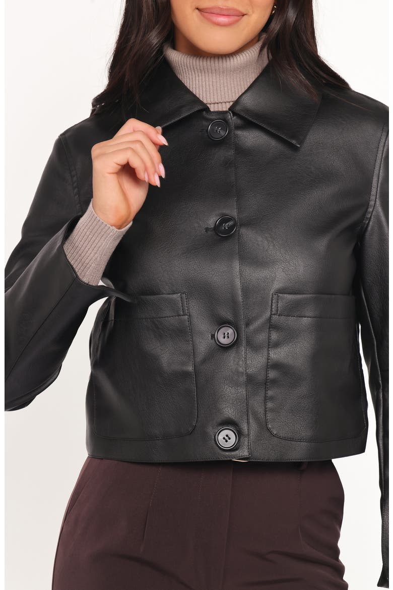 Hope Cropped Faux Leather Jacket, Alternate, color, BLACK