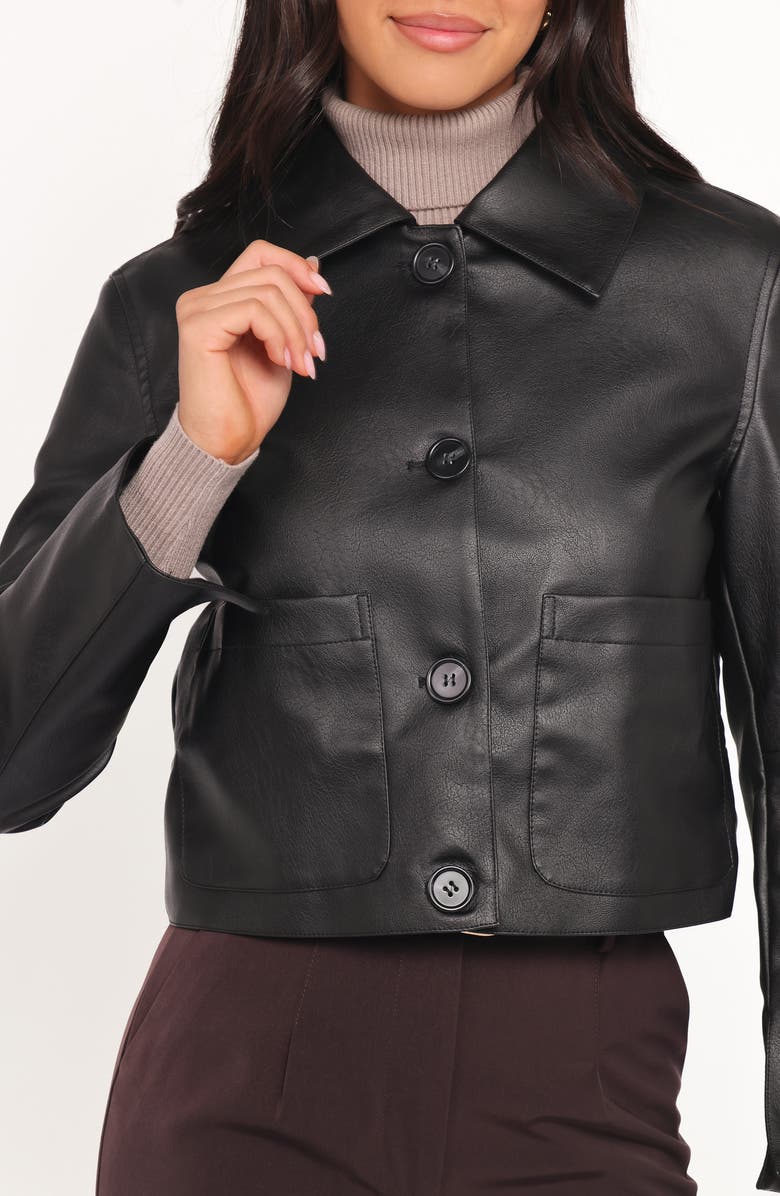 Petal & Pup Hope Cropped Faux Leather Jacket, Alternate, color, Black