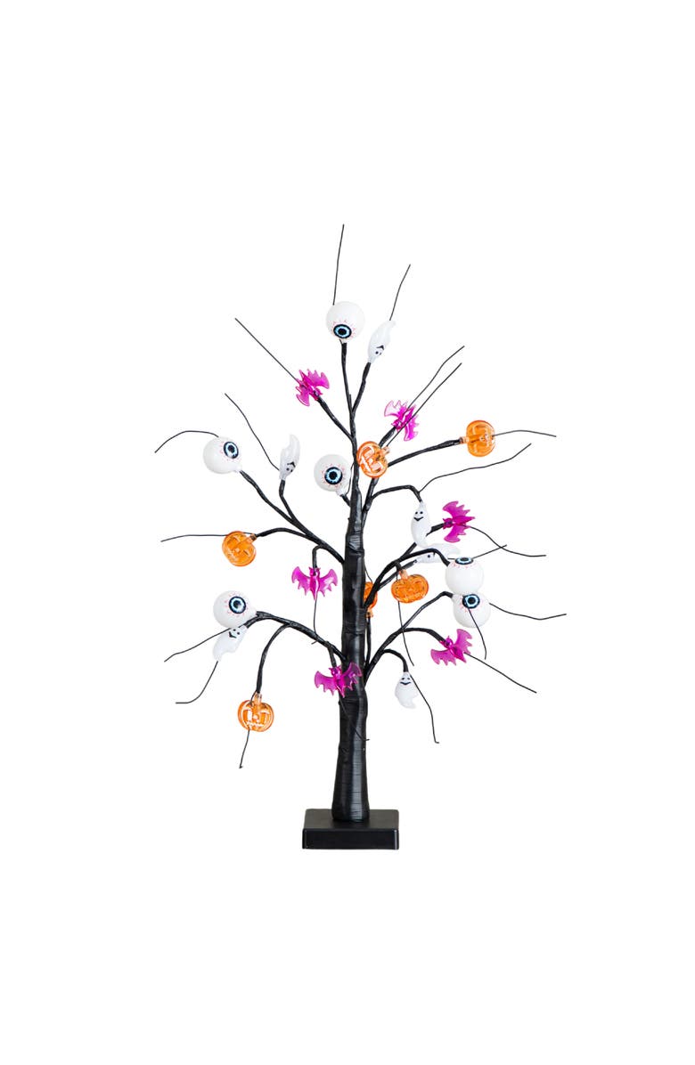 NEARLY NATURAL 2-Ft Pre-Lit Artificial Halloween Eyeballs, Ghosts, Bats 
Pumpkins 24 LED Lighted Ornament Tree, Main, color, Black