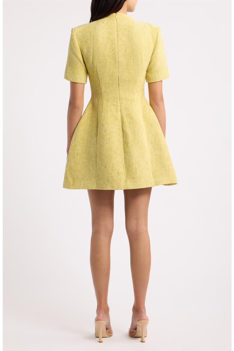 Bouclé Fit & Flare Minidress, Alternate, color, CHARTREUSE