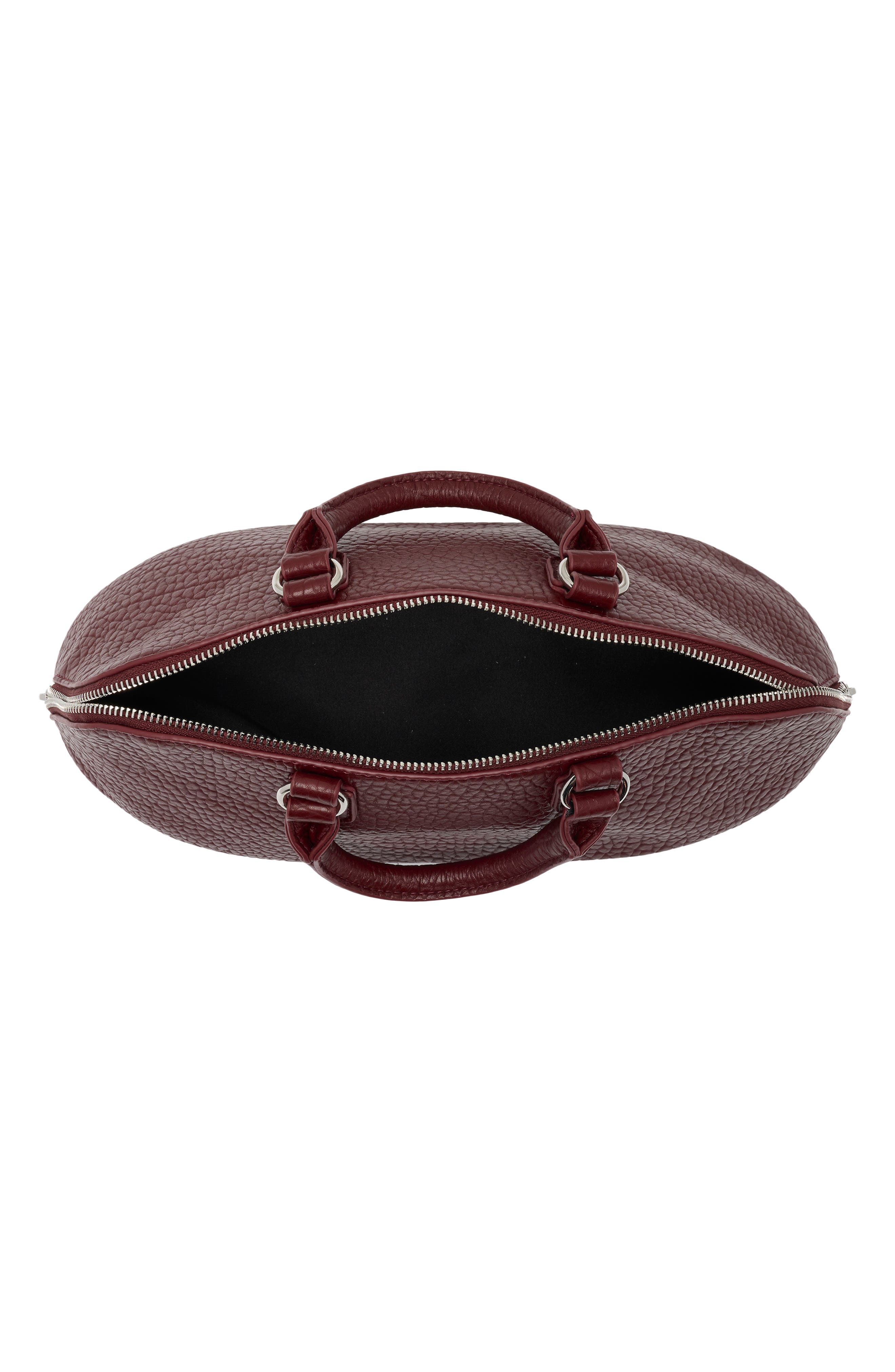 E-W Half Moon Satchel Faux Leather, Alternate, color, BLACK CHERRY