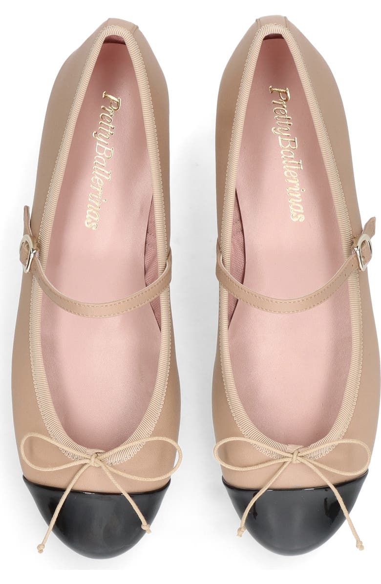 Pretty Ballerinas Round Toe Strap Ballet Flat With Heel, Alternate, color, Beige