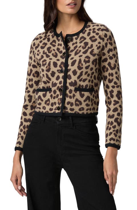 Oberon Leopard Spot Crop Merino Wool Cardigan