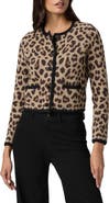 PAIGE Oberon Leopard Spot Crop Merino Wool Cardigan