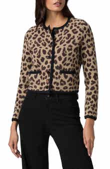 Oberon Leopard Spot Crop Merino Wool Cardigan