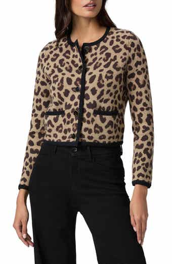 Oberon Leopard Spot Crop Merino Wool Cardigan
