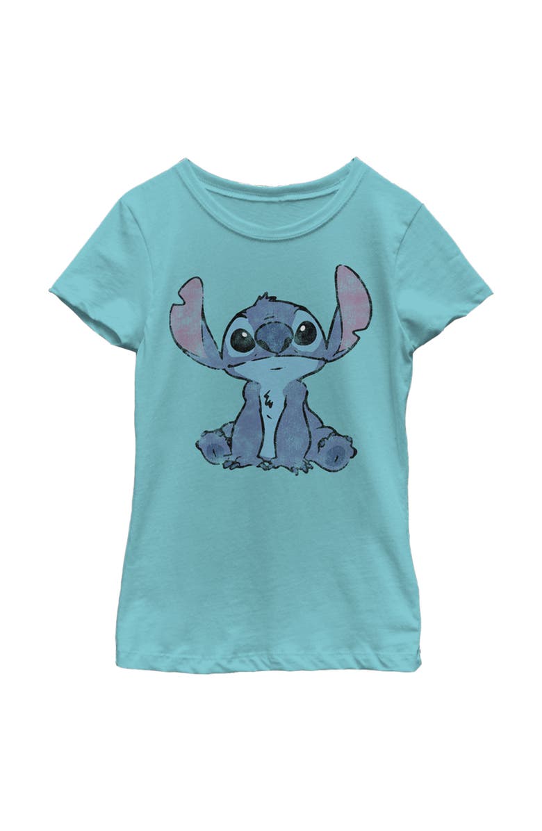 Lilo & Stitch Girl's Lilo & Stitch Watercolor Stitch Graphic T-Shirt, Main, color, Tahiti Blue