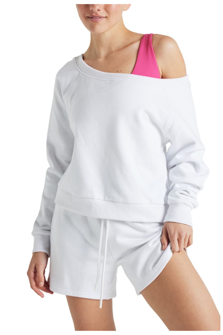 Off Shoulder Sweatshirt, Main, color, White