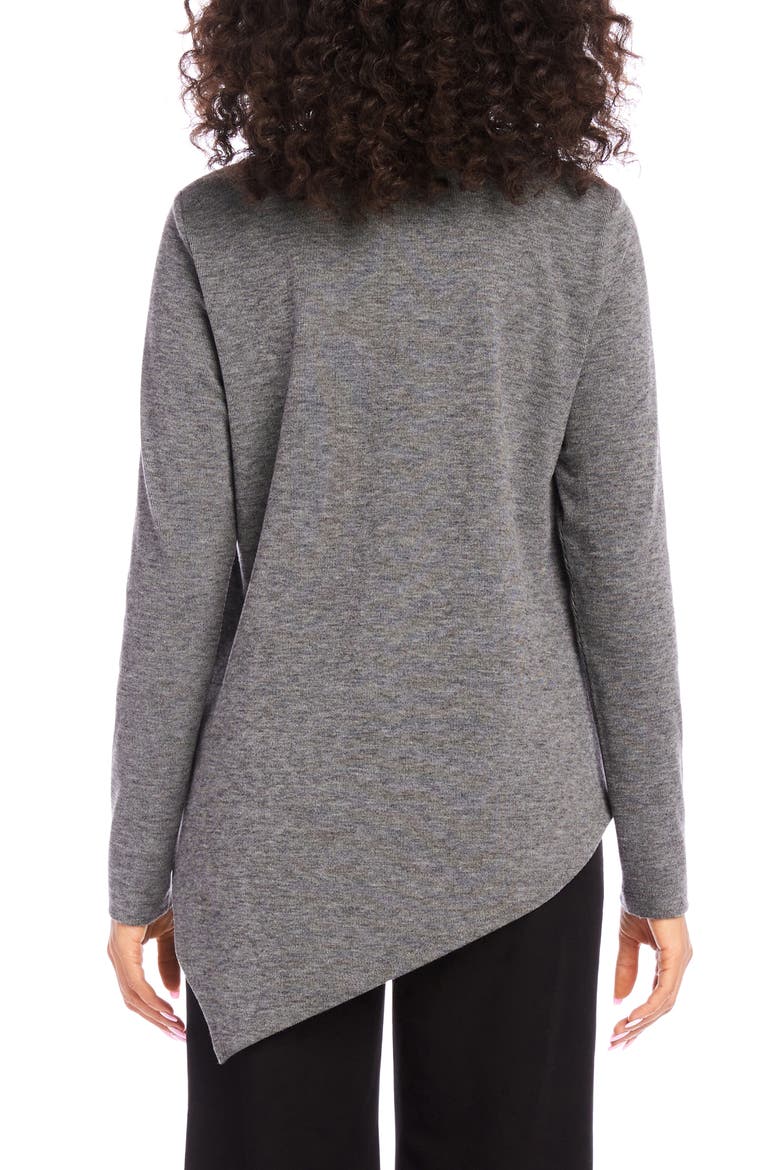 Turtleneck Asymmetric Hem Long Sleeve Top, Alternate, color, HEA