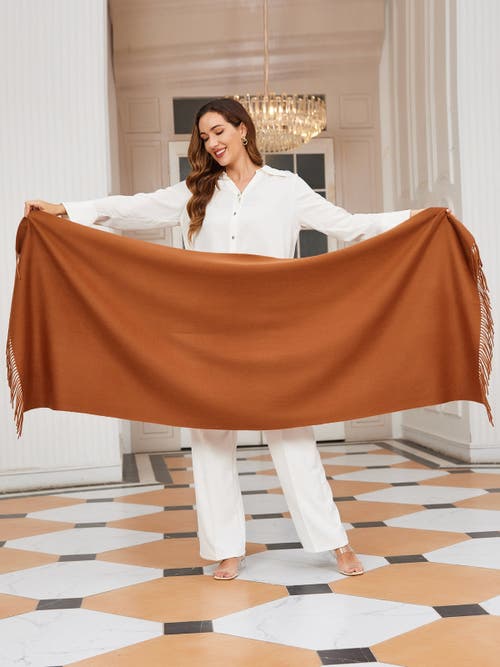 Silksilky Pure Wool Scarf Shawl In Brown
