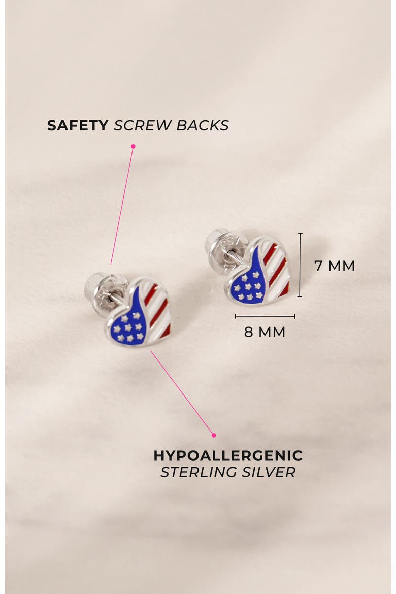Patriotic Heart Girl Earrings, Alternate, color, Red