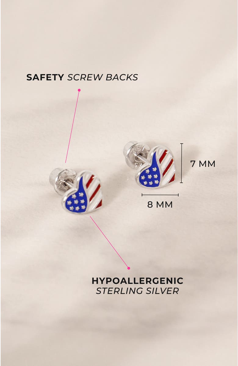 In Season Jewelry Patriotic Heart Girl Earrings, Alternate, color, Red