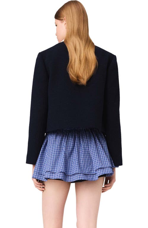 Maje Cropped Tweed Jacket With Removable Collar In Black