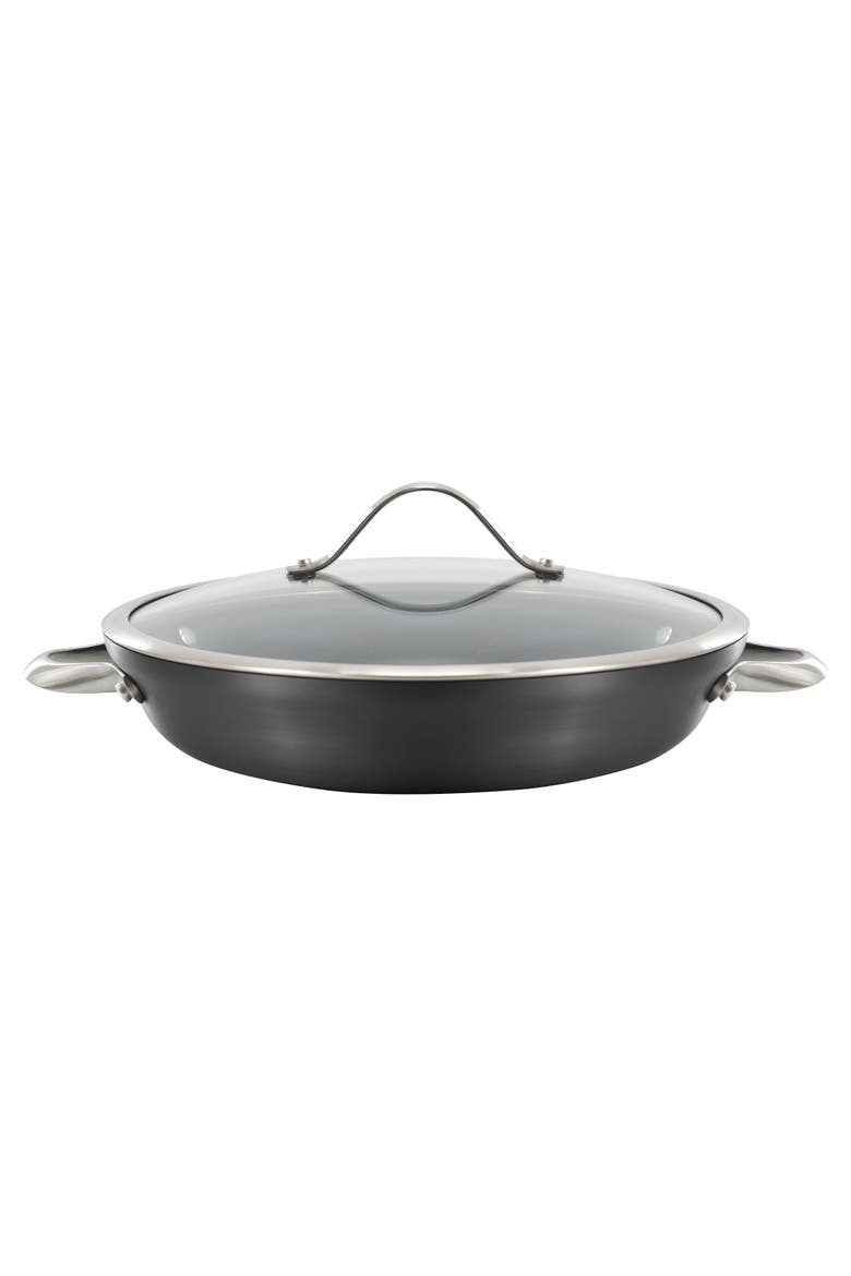 Signature Hard-Anodized Nonstick 12-Inch Everyday Pan with Cover, Main, color, Black
