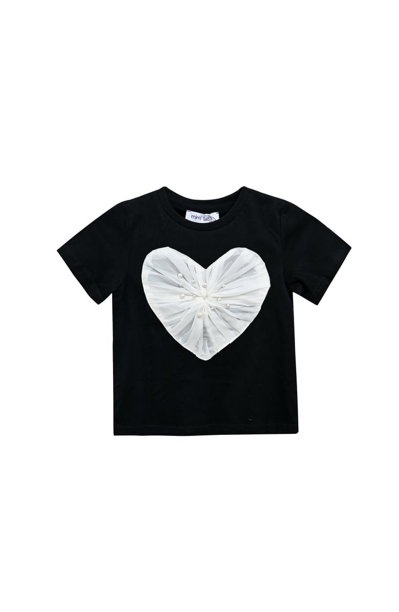 Mimi Tutu Pearl Heart Applique T-Shirt, Main, color, Black