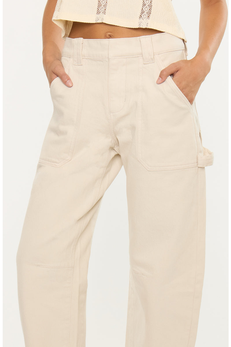 Serene Low Slung Barrel Jeans, Alternate, color, Ecru