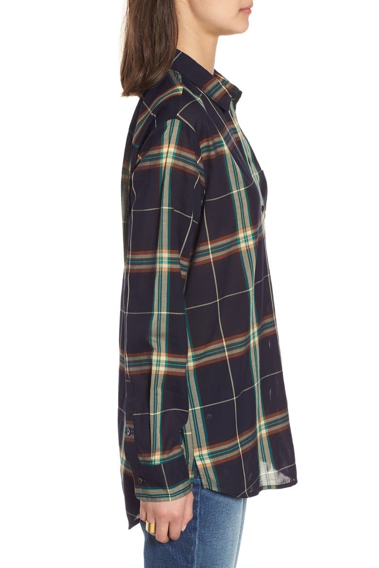 Oversize Ex-Boyfriend Plaid Shirt, Alternate, color, JADE GREEN