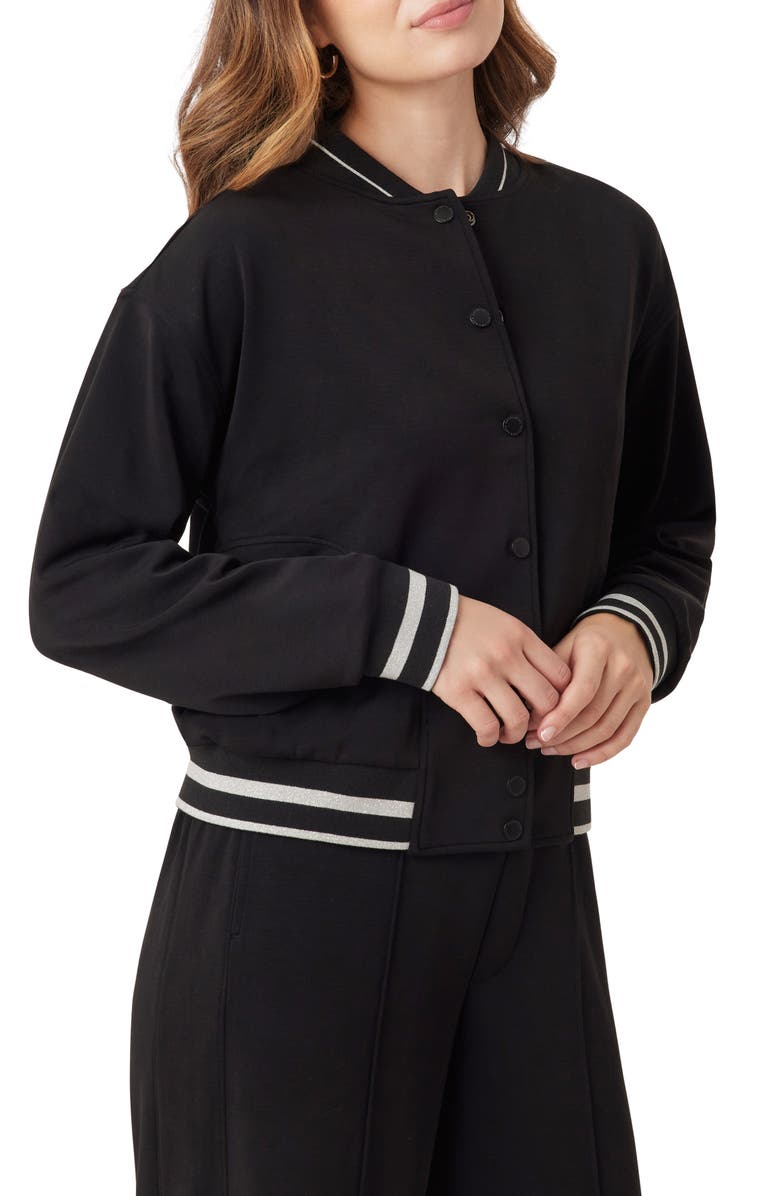 Scotch & Soda Stripe Trim Bomber Jacket, Alternate, color, Black Night