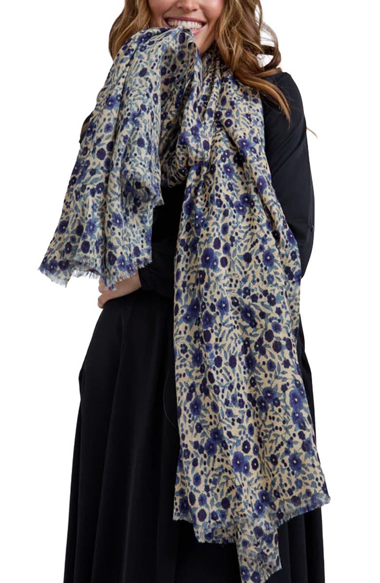 Lily and Lionel London Karen Aster Floral Scarf, Alternate, color, Blue