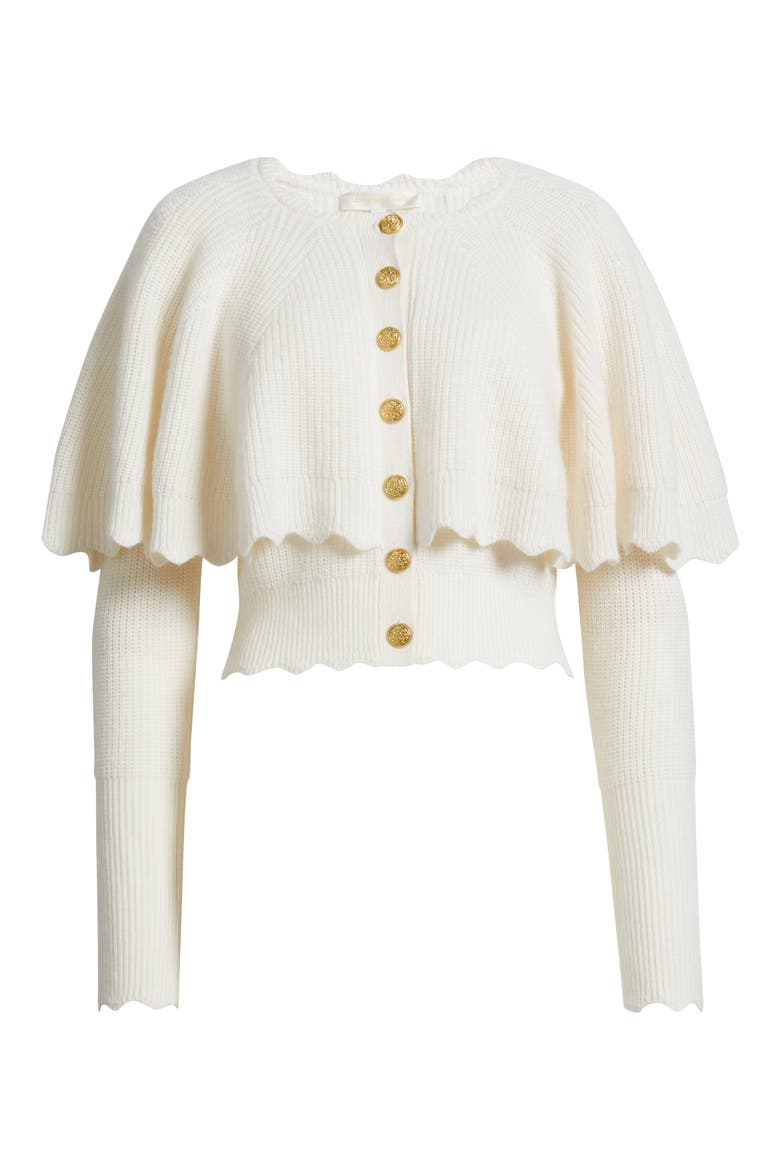 Daelyn Capelet Cashmere & Wool Cardigan, Alternate, color, CHAMPAGNE