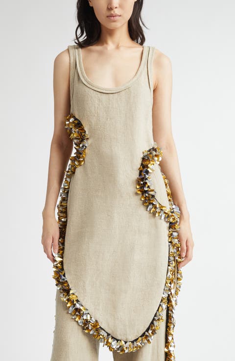 Scatter Fringe Cutout Wool Midi Dress